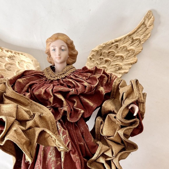 Angel Christmas Ornament 12” x 9”ceramic Head, Hands & Feet blonde w/blue eyes - Picture 3 of 10